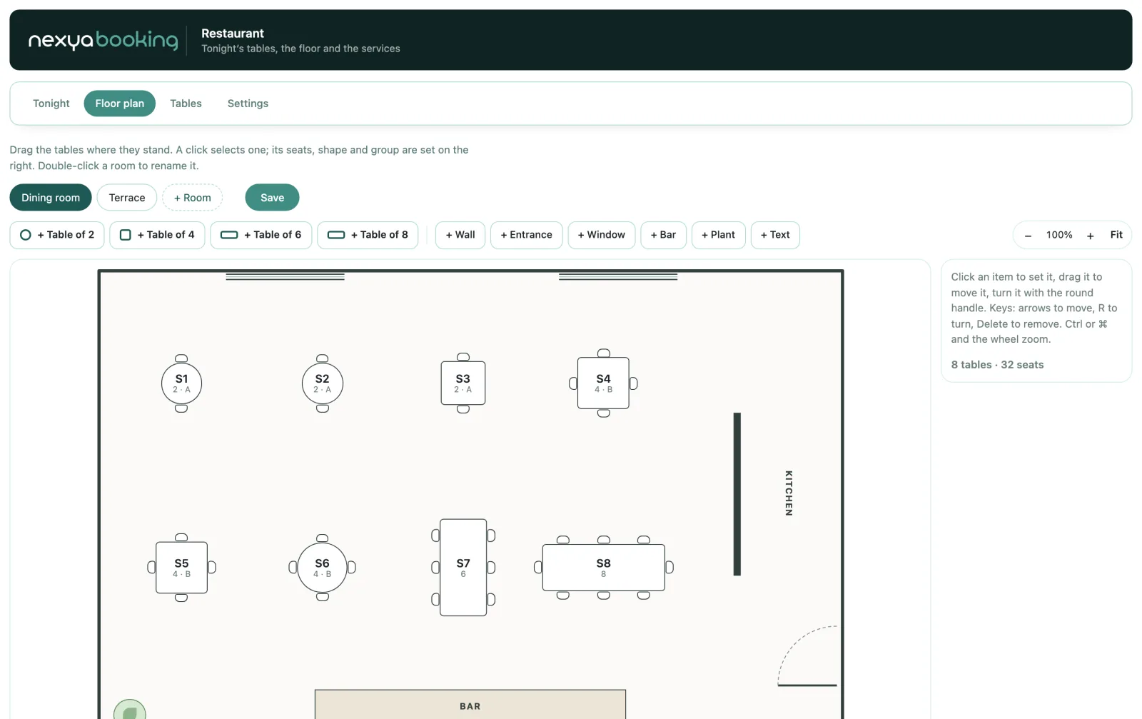 nexya Booking : Votre salle, dessinée comme un petit plan d’architecte