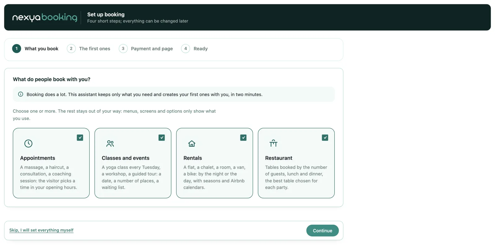 nexya Booking : Deux minutes, et seulement ce qui vous sert