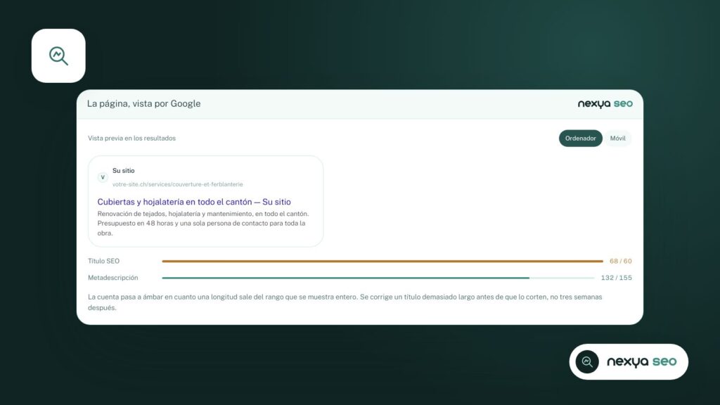 La página tal como la muestra Google, en cada idioma.