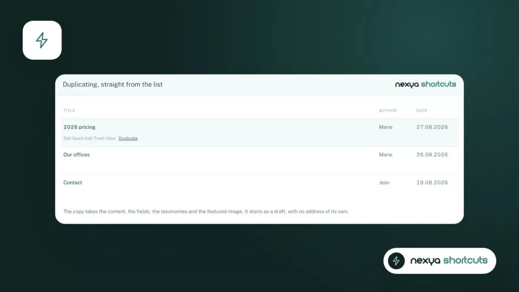Duplicate the starting page