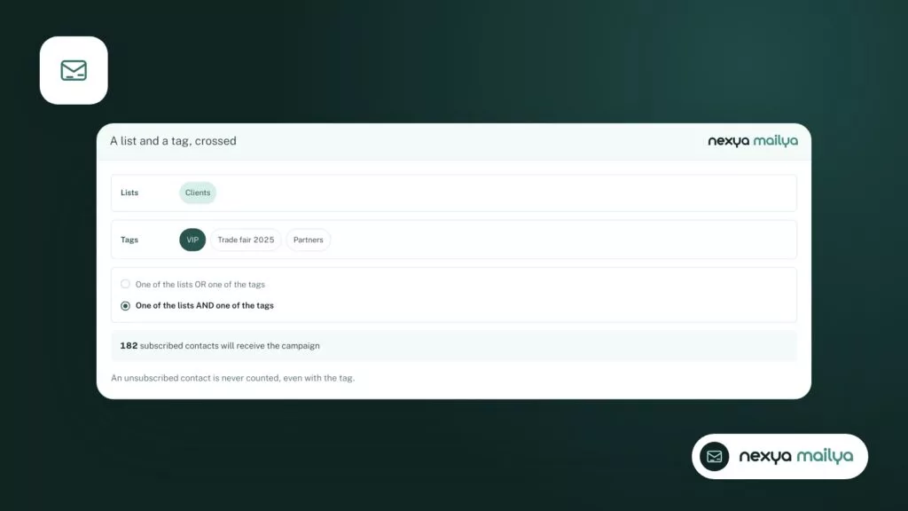 Crossed sending: only the contacts on the Clients list with the VIP tag.