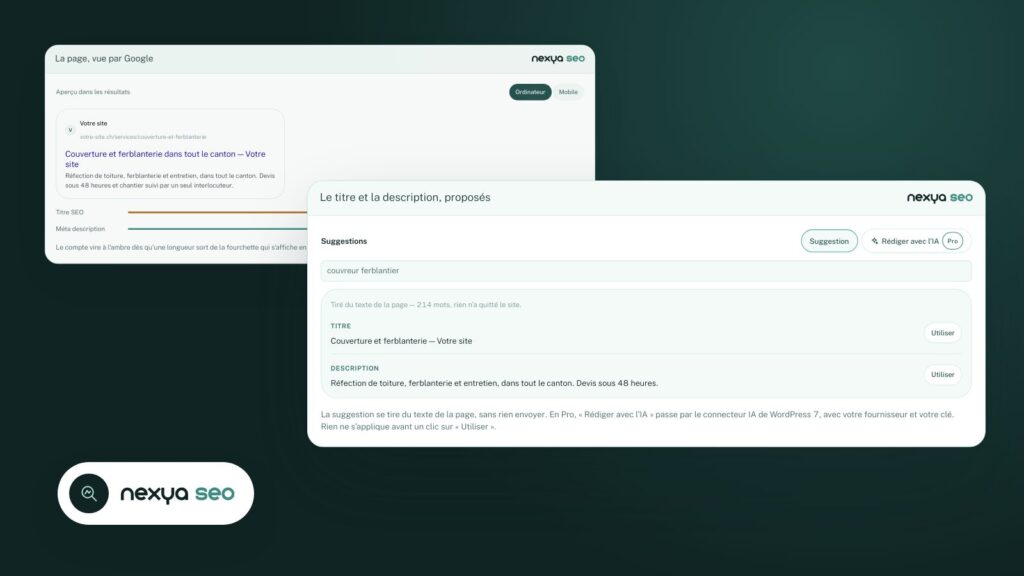 SEO WordPress avec l’IA : titres, meta descriptions et images de partage proposés