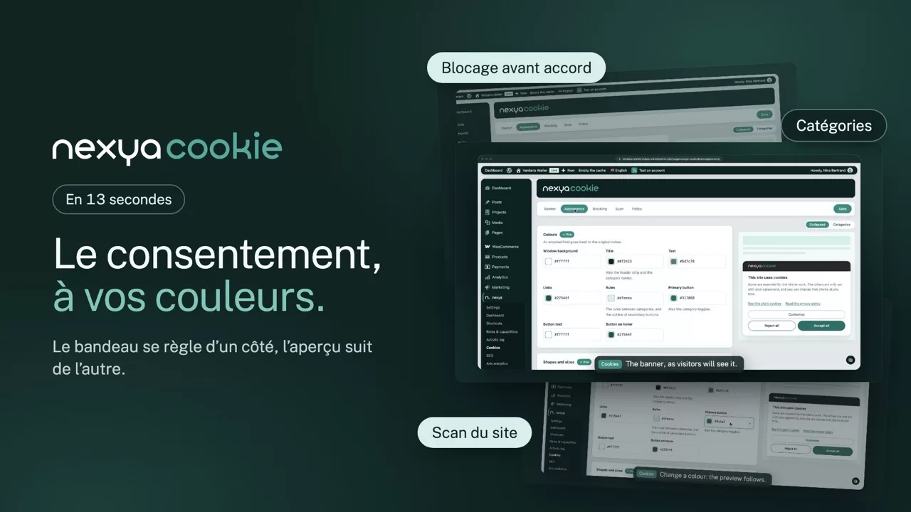 nexya cookie en vidéo : Bandeau cookies RGPD pour WordPress