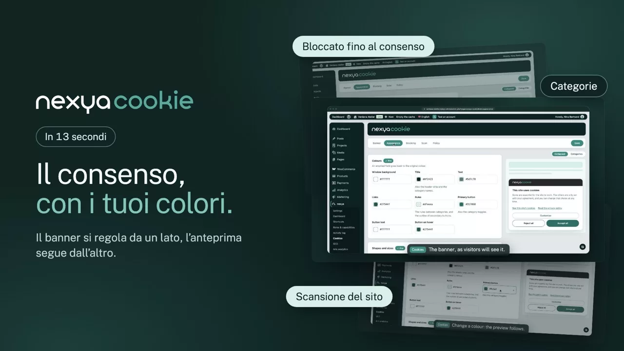 nexya cookie in video: Banner cookie GDPR per WordPress