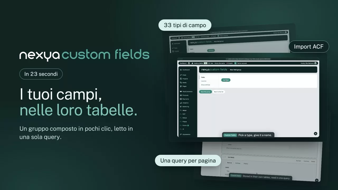 nexya campi personalizzati in video: Campi personalizzati WordPress, alternativa ad ACF