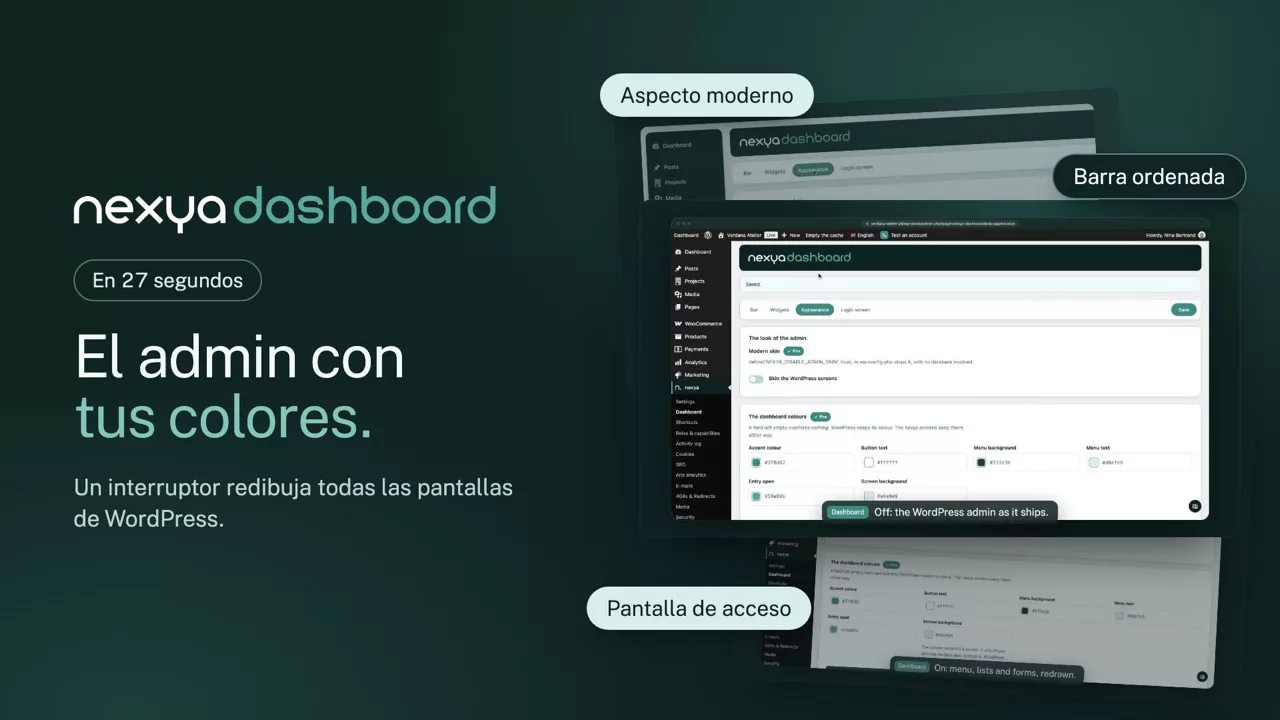 nexya dashboard en vídeo: Personalizar la administración de WordPress