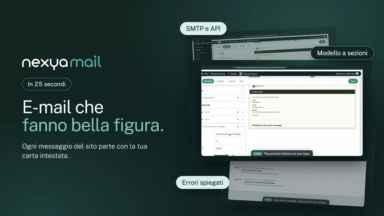 nexya email in video: SMTP WordPress: e-mail che partono davvero