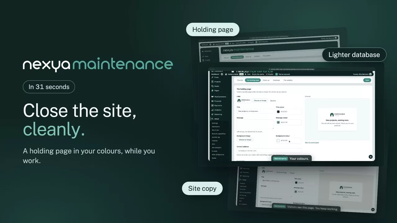 nexya maintenance on video: WordPress maintenance mode and cleanup