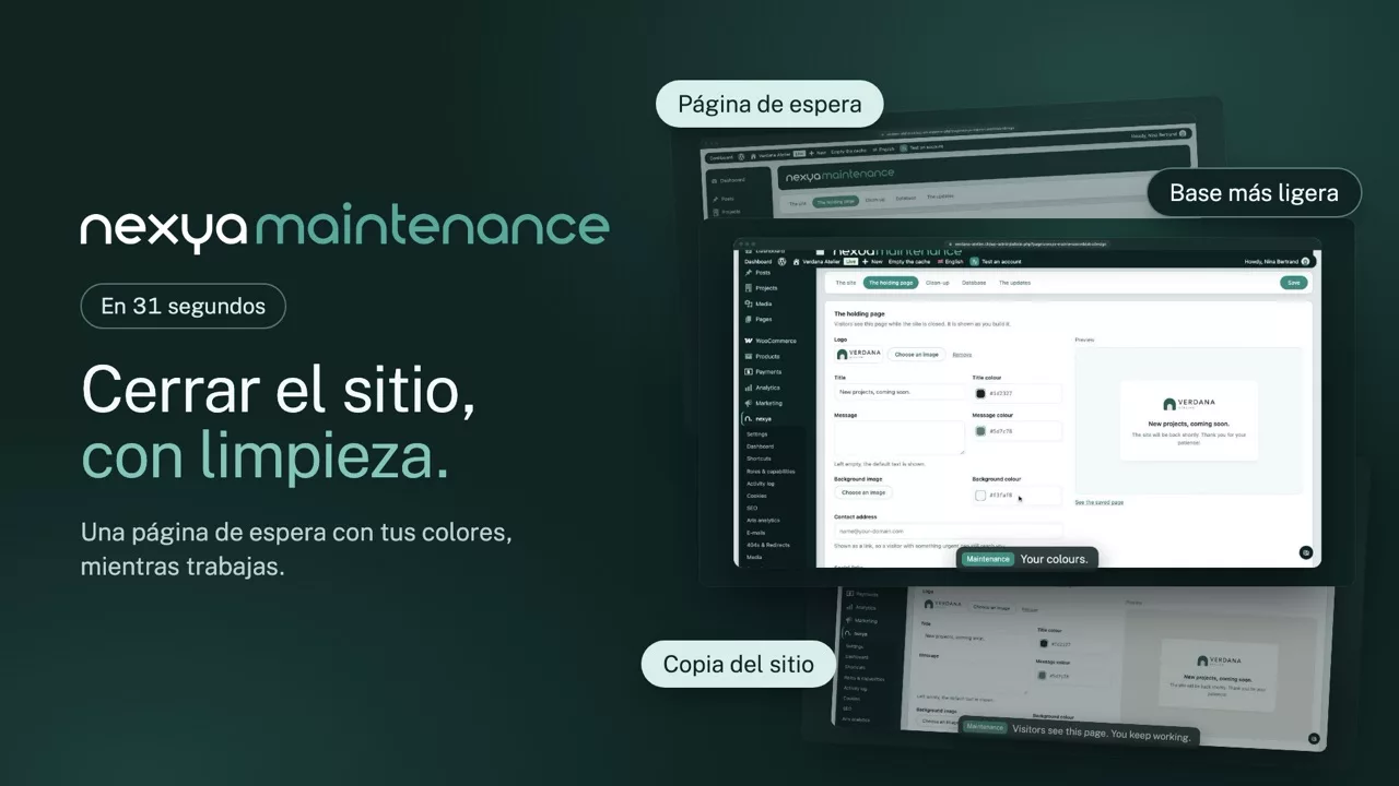 nexya maintenance en vídeo: Modo mantenimiento de WordPress y limpieza