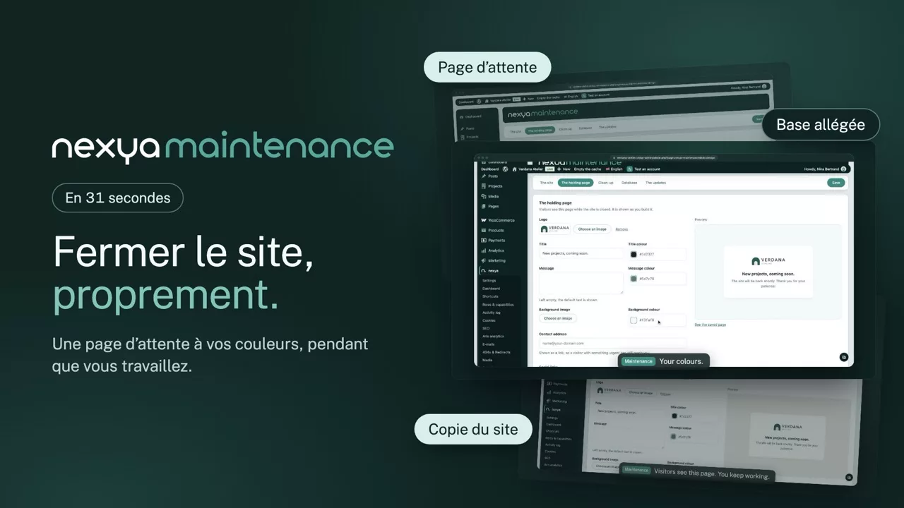 nexya maintenance en vidéo : Mode maintenance WordPress et nettoyage
