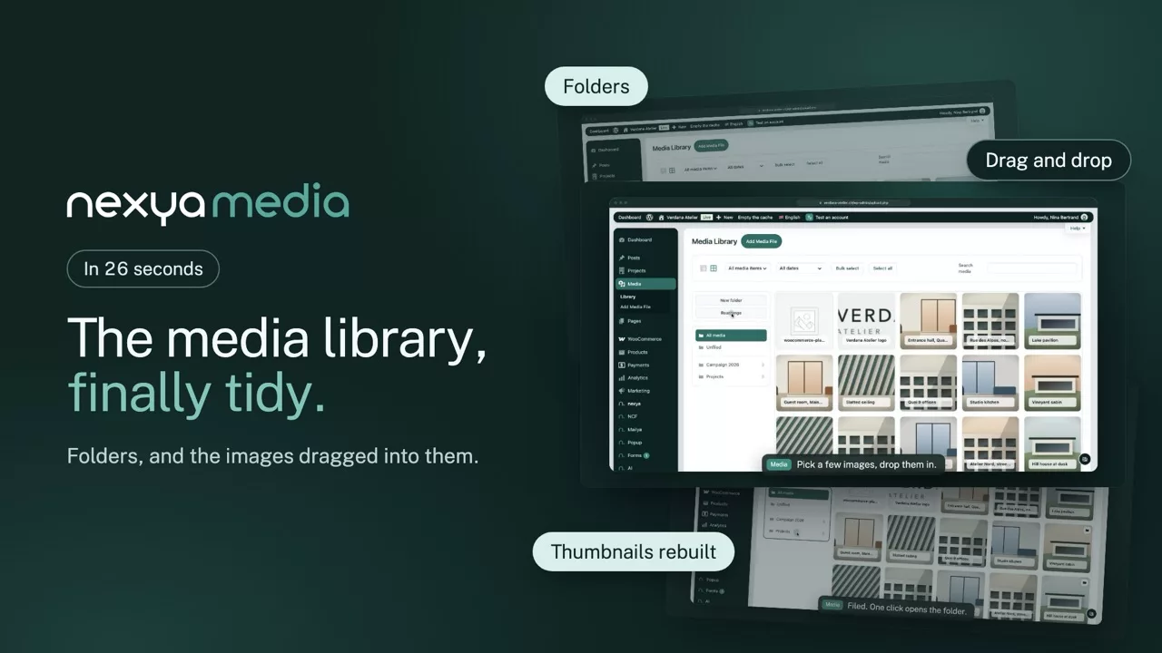 nexya media on video: Regenerate thumbnails and organise the media library
