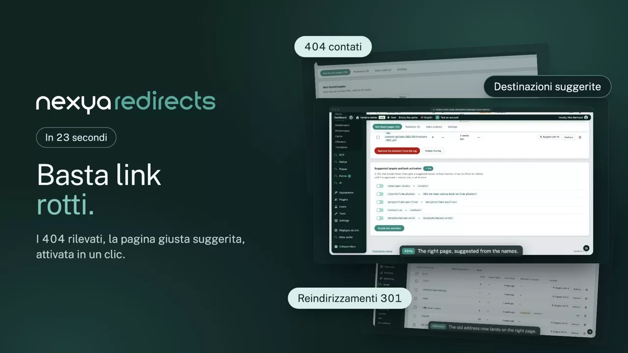 nexya reindirizzamenti in video: Reindirizzamenti 301 ed errori 404 in WordPress