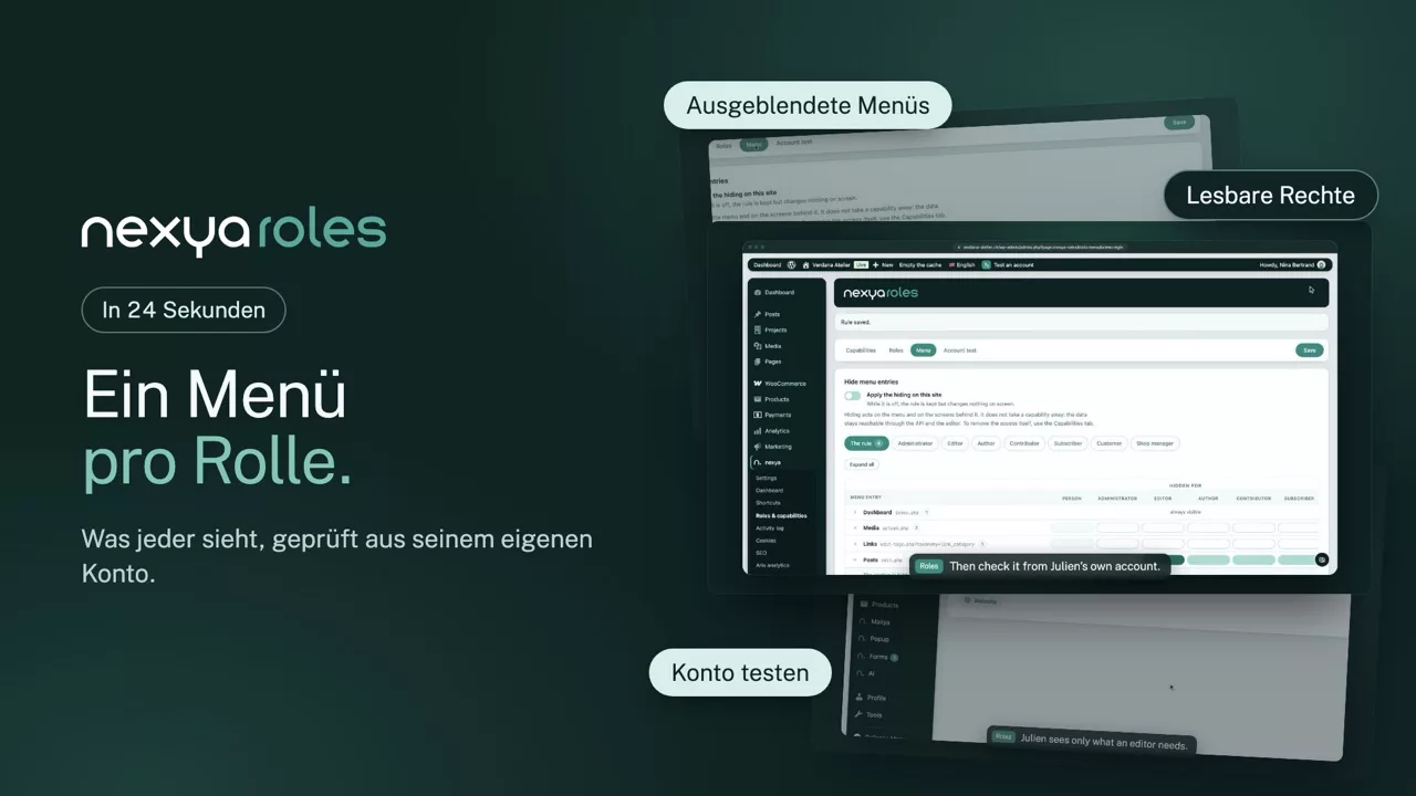 nexya roles im Video: WordPress-Benutzerrollen und Rechte verwalten