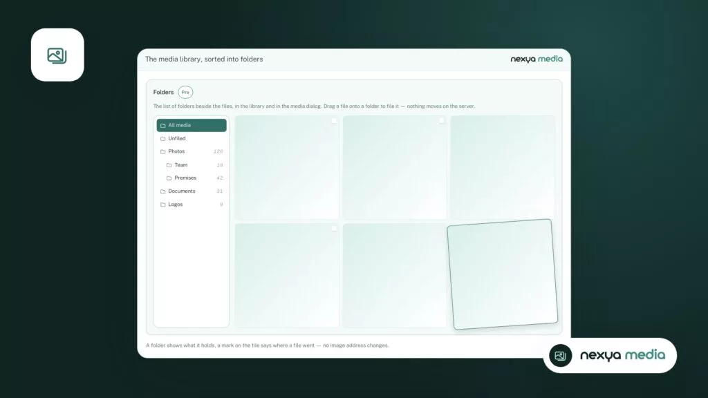 Media library folders are part of nexya Pro.